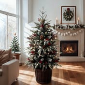 Fireside Spruce Pre Lit Potted Christmas Tree