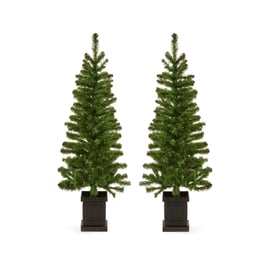 Twin Potted Welcoming Christmas Trees 4ft