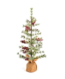 Winter Berry Bristle Tree in Hessian 2ft