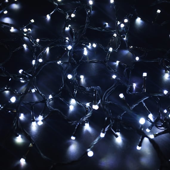 240 LED Multi Function Battery String Lights White  
