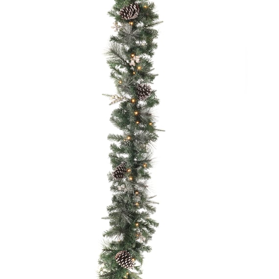 Frosted Pine Cone Pre Lit Christmas Garland 70inch
