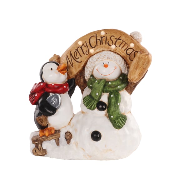 Penguin and Snowman Light Up Christmas Decoration