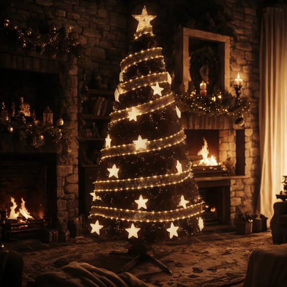 Toyland Pine Fibre Optic Christmas Tree with Ribbons 7ft