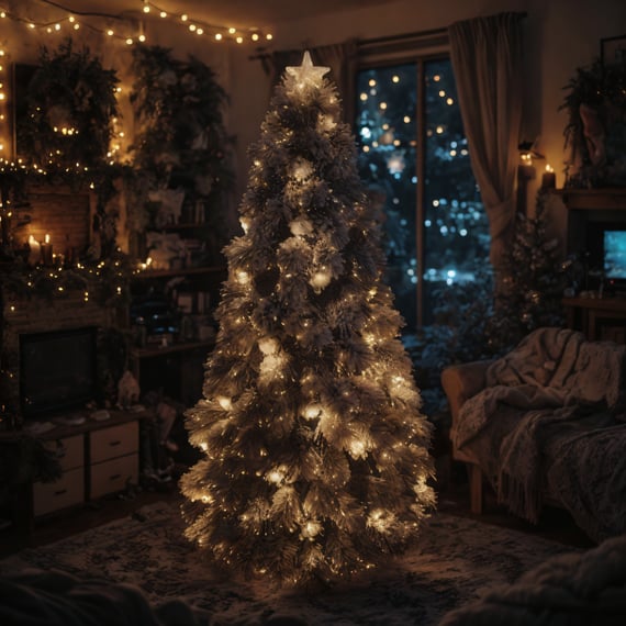 Festive Victorian Snow Flocked Fibre Optic Christmas Tree 6ft