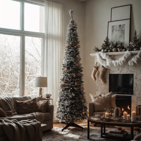 Polar Snowy Slim Pre Lit Pop Up Christmas Tree 6ft