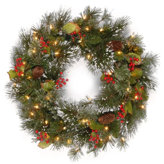 Festive Pine Pre Lit Christmas Wreath 48inch 