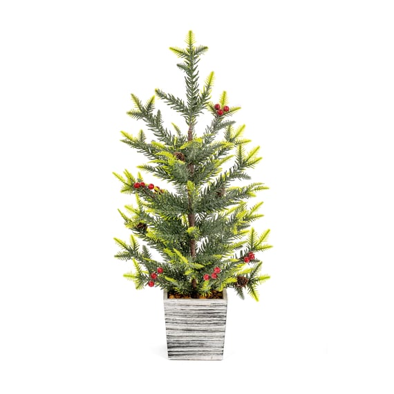 Potted 2ft Desk Top Christmas Tree with Berries