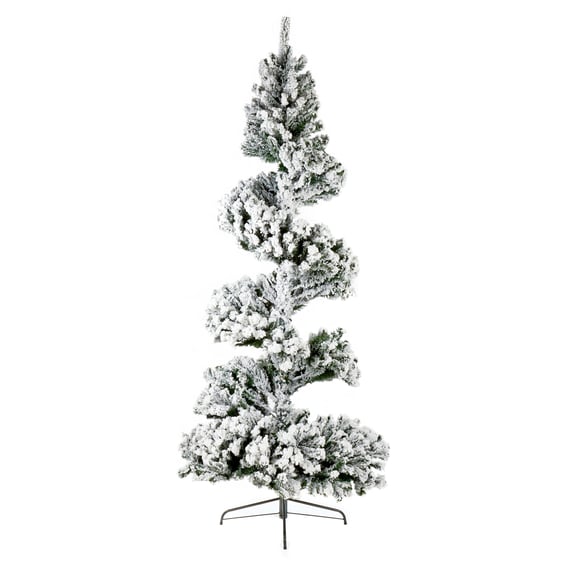 Snowy Spiral Flocked Christmas Tree 8ft