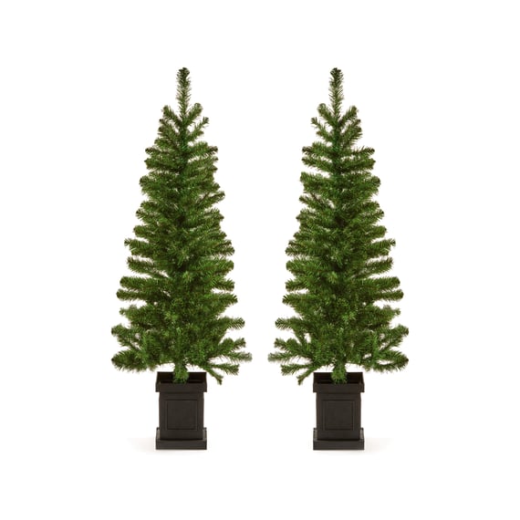 Twin Potted Welcoming Christmas Trees 4ft