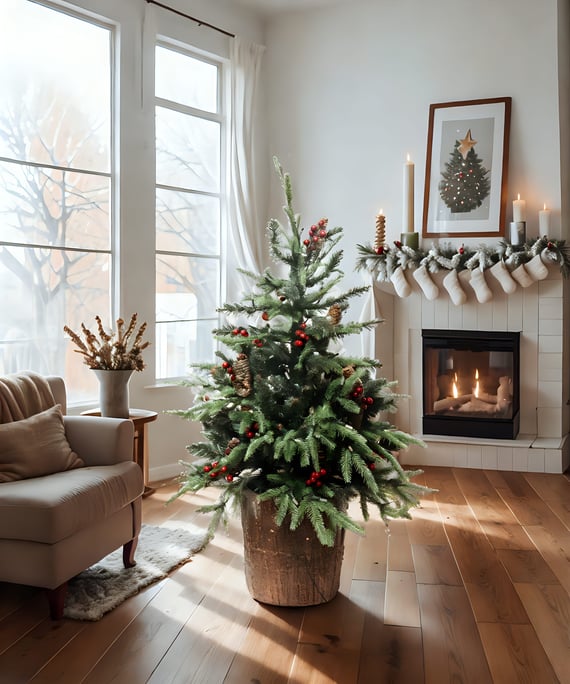 Norwegian Spruce Pre Lit Potted Christmas Tree 3ft