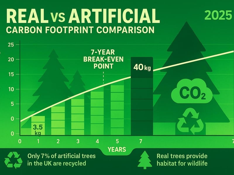 Environmental impact comparison artificial vs real Christmas trees UK carbon footprint.