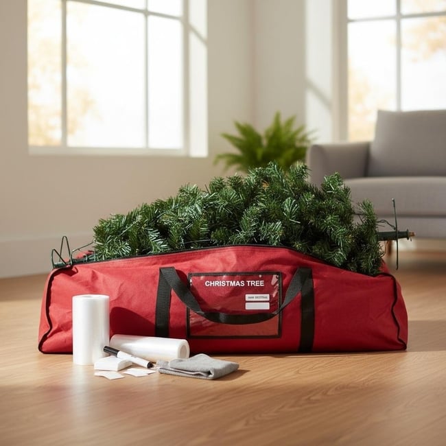 How to store artificial Christmas tree properly with storage bag and supplies