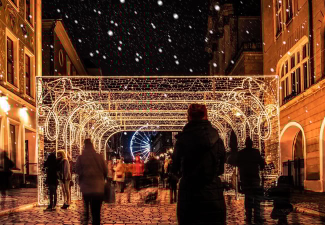 Poznan Christmas Market illuminated at night
