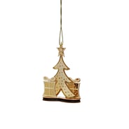 8cm Festive Gold Tree with Presents Bauble Set of 5